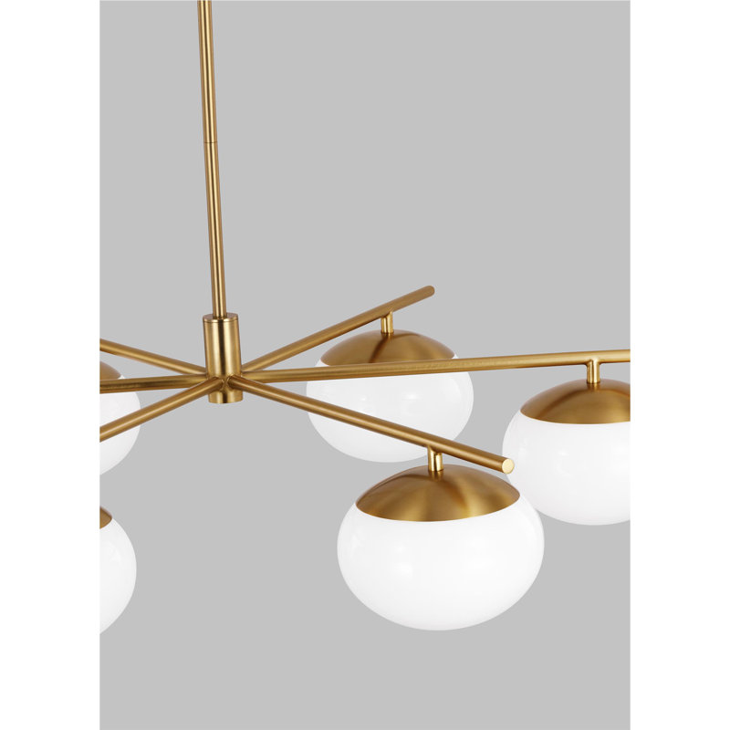Lune 6 - Light Chandelier, Burnished Brass