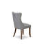 L'ensemble de salle à manger 5 pièces comprend une table ronde et 4 chaises rembourrées en similicuir gris clair avec dossier capitonné, noyer antique-1074924227-1074924254