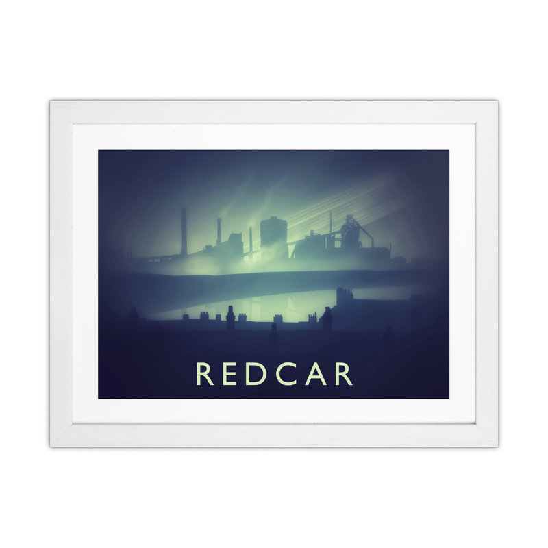 Redcar (Night) by Richard O'Neill - Print, 33.5cm H x 43.5cm W x 3cm D, White Framed