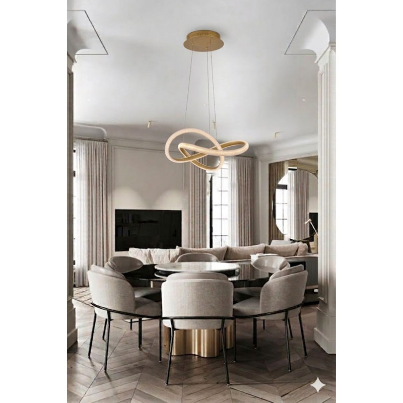 Modern 4 Light LED Gold Chandelier