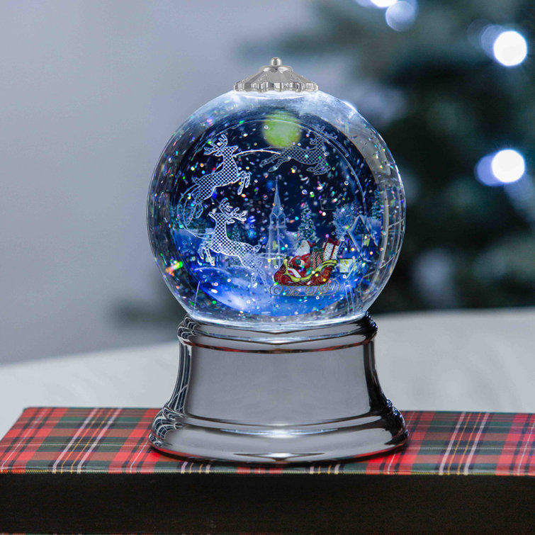 9 LED Lighted Icy Crystal Glitter Snow Globe Christmas House