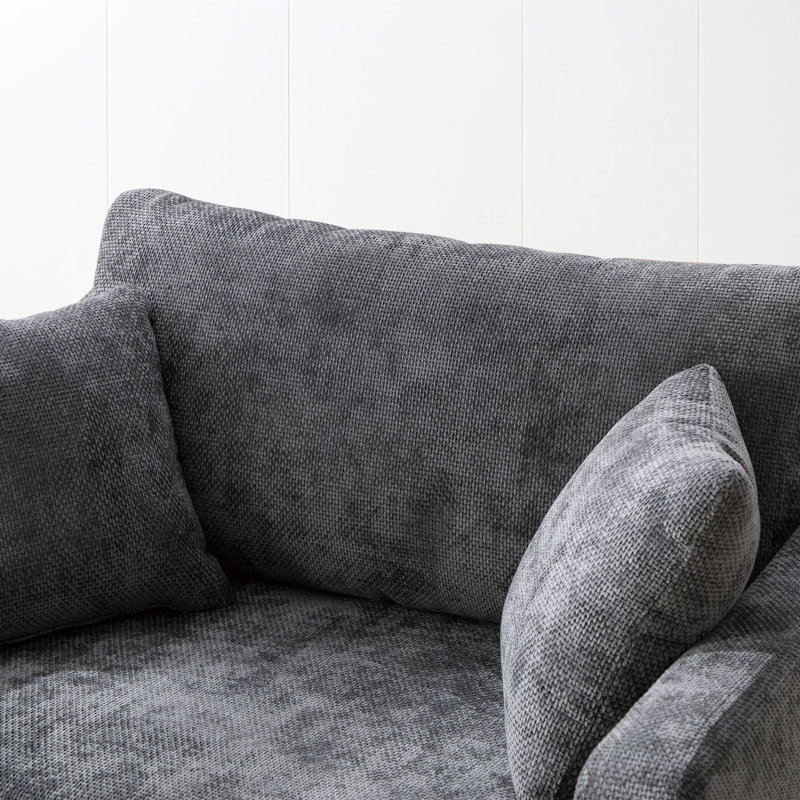 Fauteuil d'appoint surdimensionné de 45 po avec 2 coussins et repose-pieds; chenille, Gris anthracite