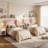 2 Set of Twin Size Bed Frame with Wingback Headboard, Velvet Upholstered Platform Bed Frame, Strong Wooden Slats, No Box Spring Needed, Easy Assembly, Pink-1126577466