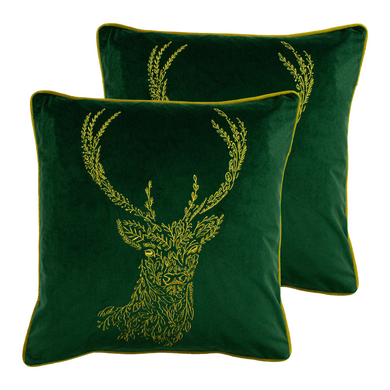 Geometric Rectangular Cushion, Emerald/Gold