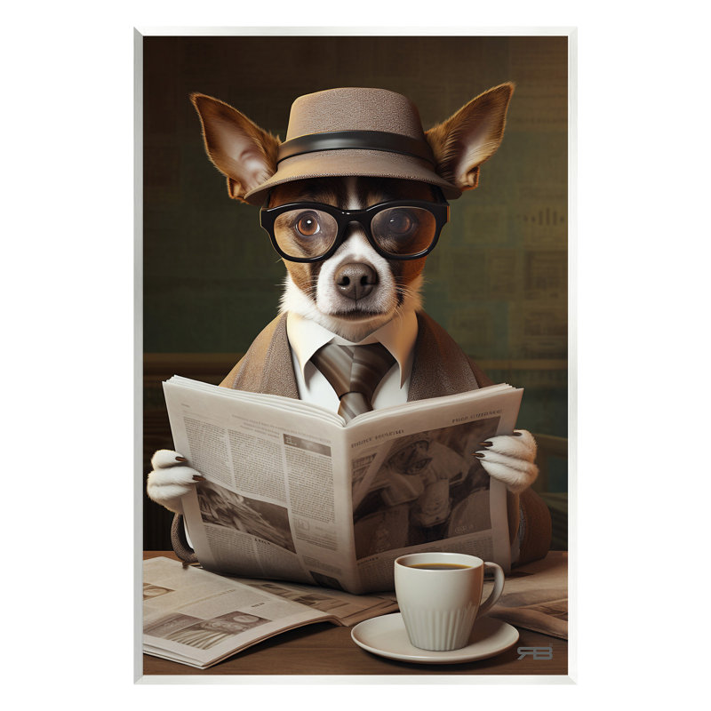 "Classy Dog" avec art mural par RB, H 19 po x l 13 po
