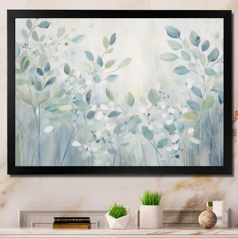 «Blue Botanical Rhythms IV - Abstract Botanicals», reproduction d'art sur toile, H 16 po x l 32 po x P 1 po