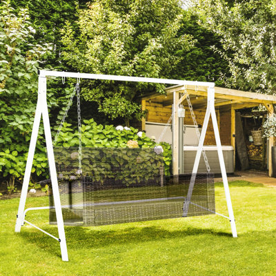 Support de balançoire de cour arrière en métal blanc, capacité de 528 lb, pour les loisirs en plein air
