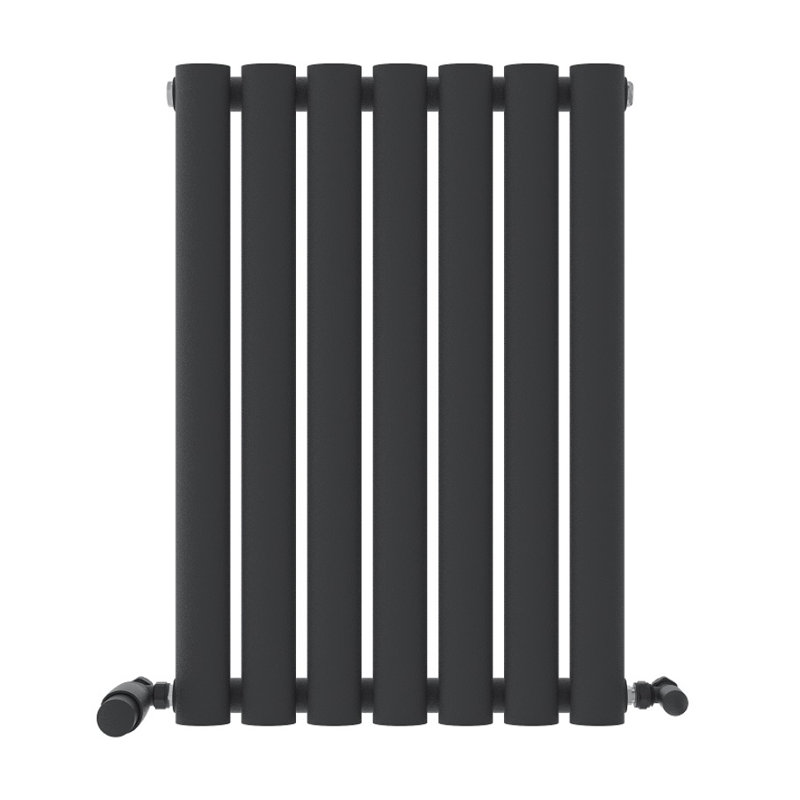 iBathUK Princia Horizontal Single Oval Panel Radiator, Grey, 600cm H x 420cm W x 55cm D