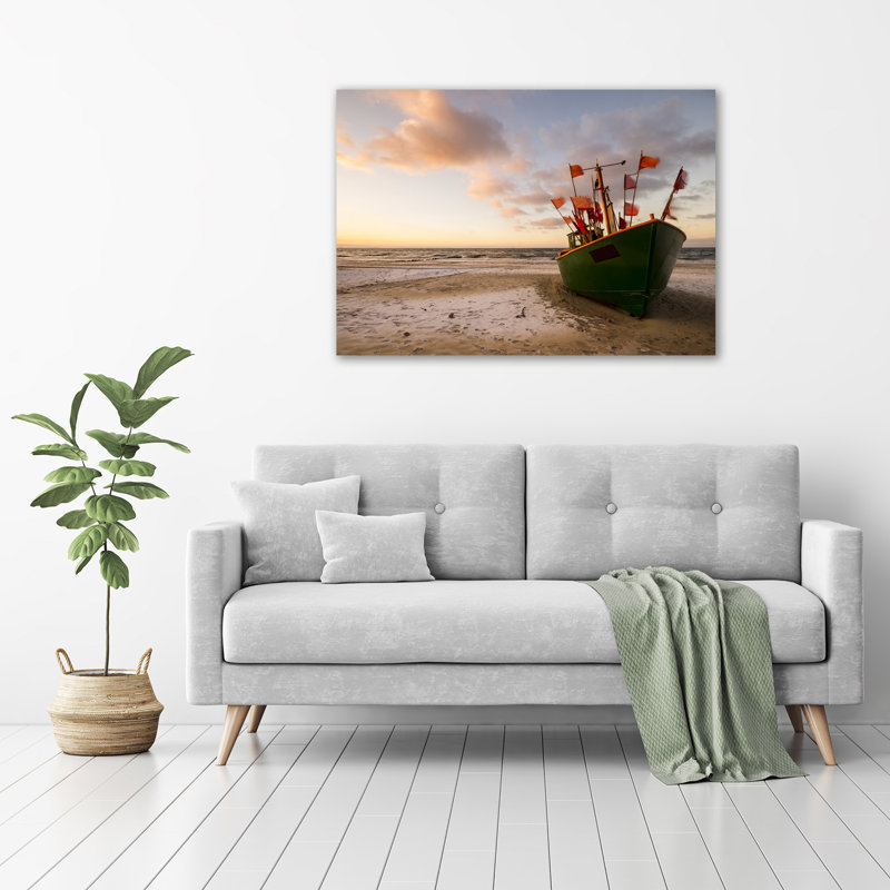 Fishing Boat Beach - Wrapped Canvas Print