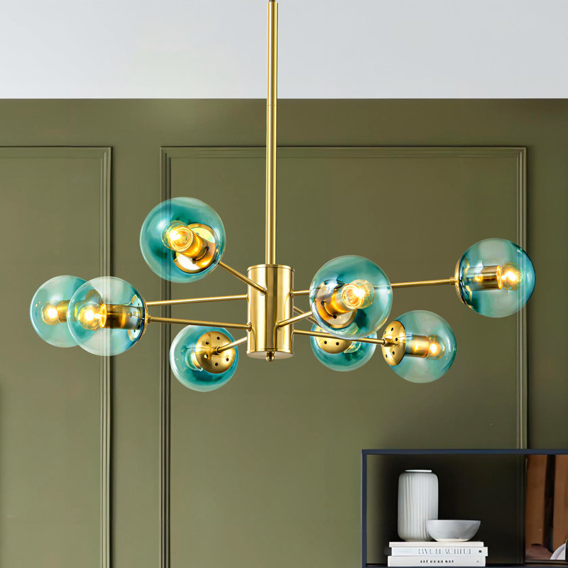 Lustre linéaire moderne Spoutnik à 8 lumières Davesha, Doré