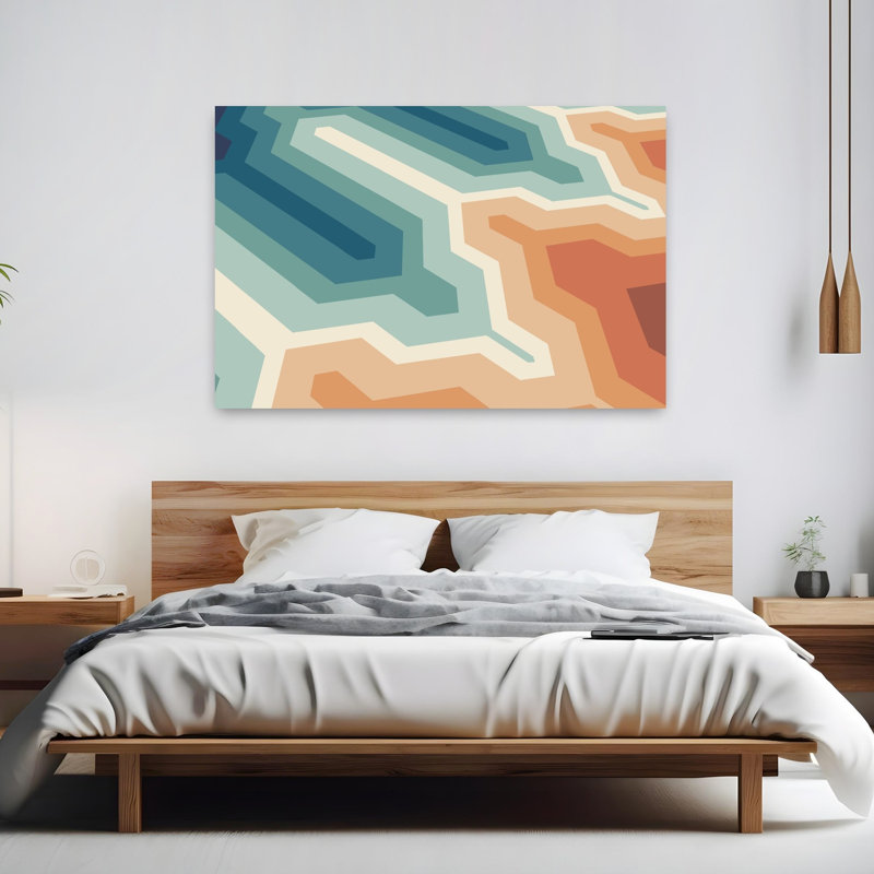 Funky Geo I, art contemporain abstrait, H 40 po x l 60 po