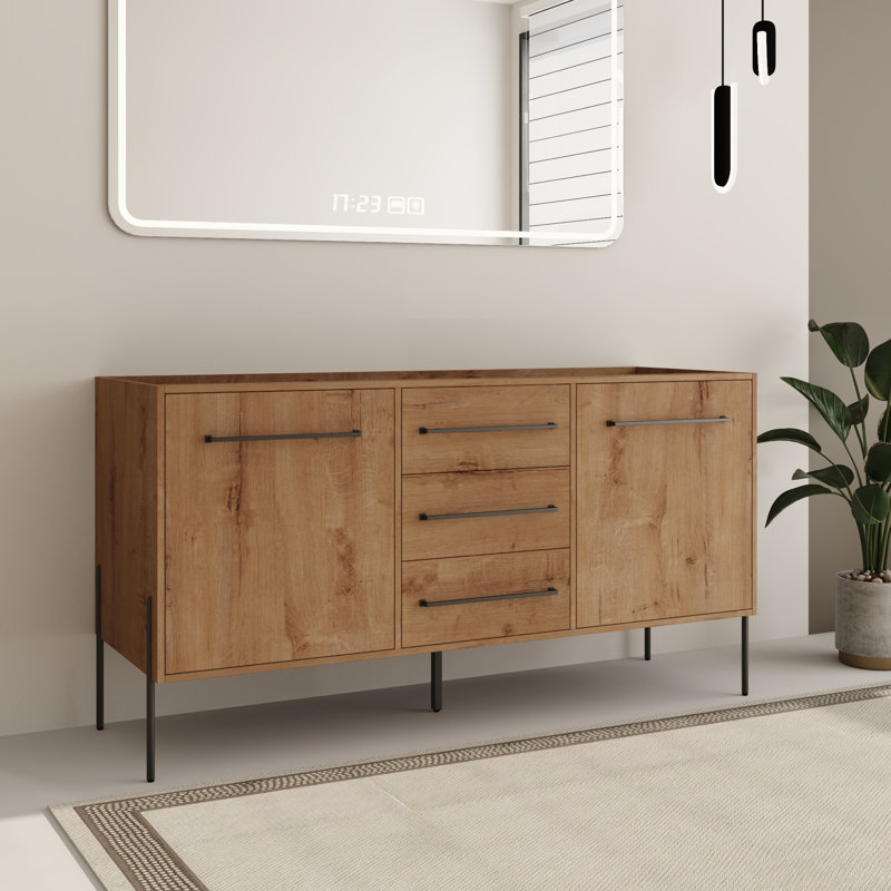 Base de meuble-lavabo double 60 po Eldrin, armoire de base sans lavabo