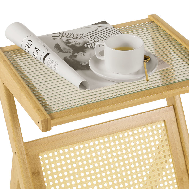 Gemmenne Glass Tray Top End Table, Light Brown