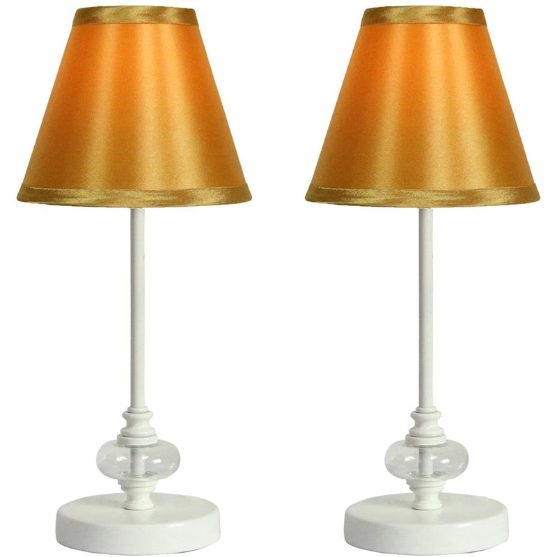 Ensemble de lampe de table 15 po Marcelina, Blanc mat, Doré