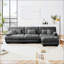 Luxury Modular Sectional Sofa Couch, Oversized L Shaped Cloud Couch For Living Room, Deep Seat With Convertible Ottoman, Chenille Grey