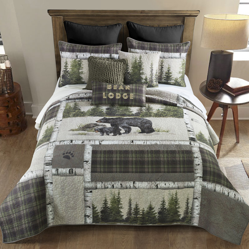 Green Pine Tree Print Square Decorative Pillow