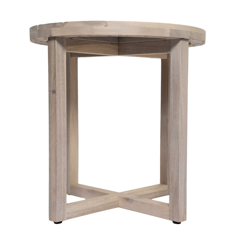 Tranice Solid Wood Side Table, Light White Wash