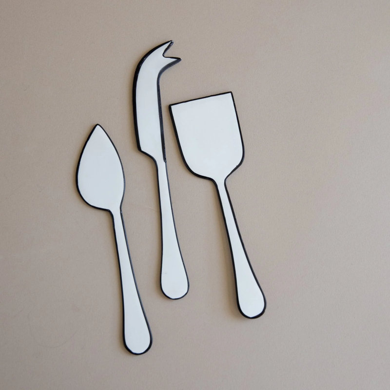 Vintage Enamel "Raine" Cheese Knife Serveware Set