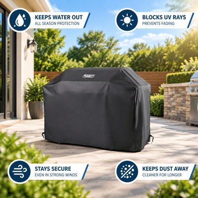 55 Inch Heavy Duty Grill Cover, Waterproof BBQ Gas Grill Cover, UV & Weather Resistant Outdoor Grill Cover, Fits 3-5 Burner Grills up to 55", with Adjustable Straps