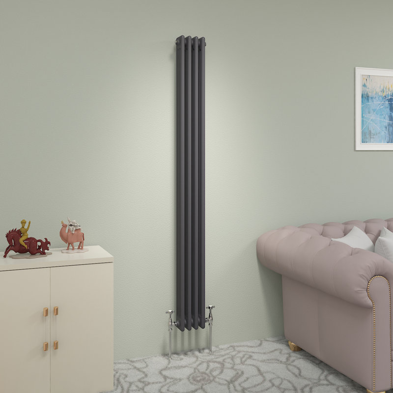 Valery Vertical Traditional 3 Column Cast Iron Style Designer Radiator, 180cm H x 20cm W, Anthracite