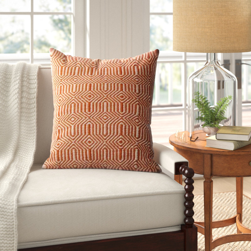Orange and Cream Geometric Down Throw Pillow Set