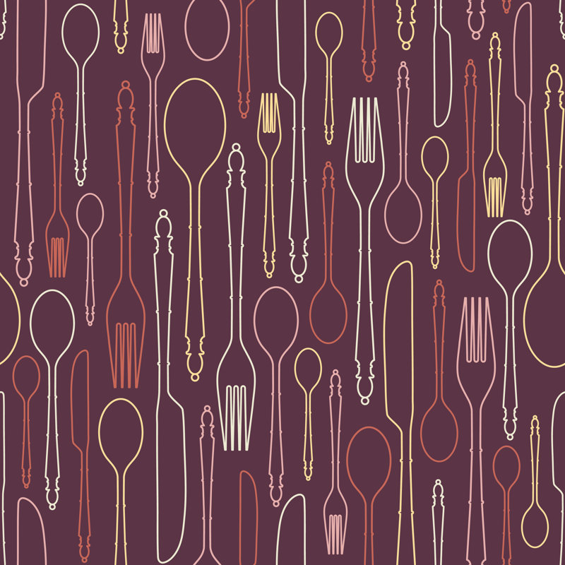 Seamless Pattern With Cutlery 1 - Wrapped Canvas Print, 30cm H x 30cm W x 3.8cm D