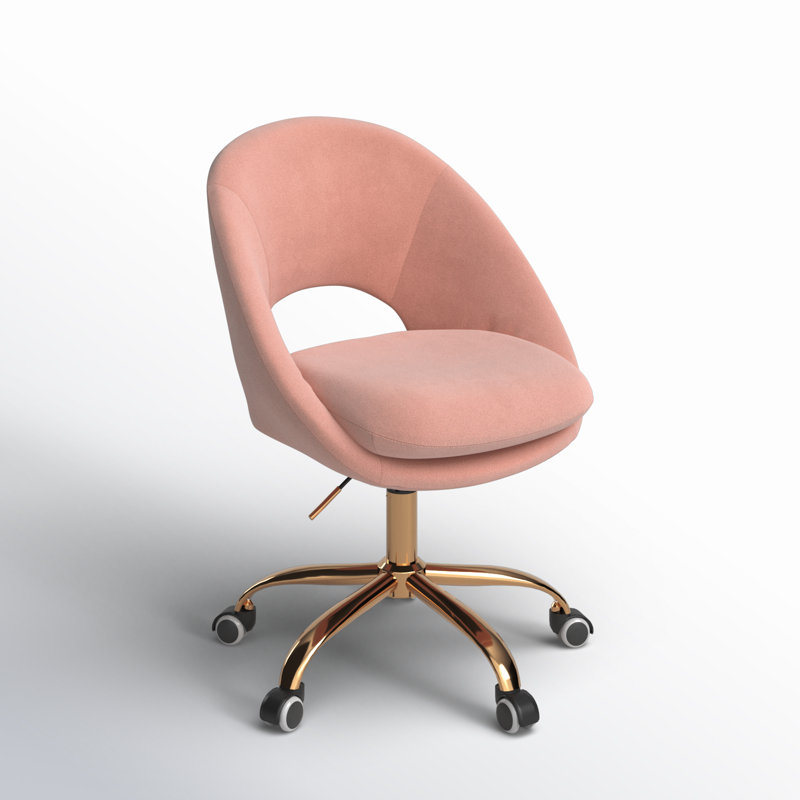 Chaise de travail Doreen, Velours rose