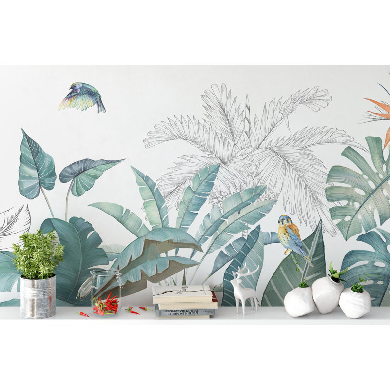 Papier peint amovible Tropical Greeny, L 9 po x l 15 po