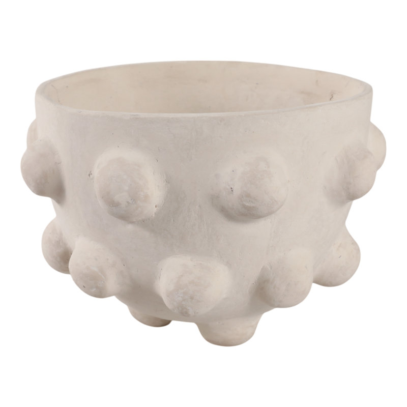 Decorative Bowl Pottery Paper Mache Textured Exterior Casual Boho Style For Home Office Bedroom Living Room - 6" White