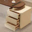 Bureau à 3 tiroirs en bois manufacturé ovale brun noisette + blanc beige + acrylique-1475655276-1475651987