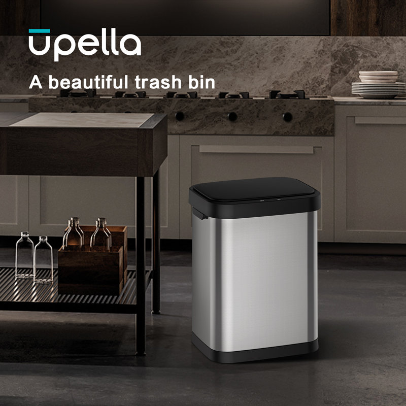 10.5 Gallon / 40L Rectangular Touchless Motion Sensor Kitchen Trash Can, Silver