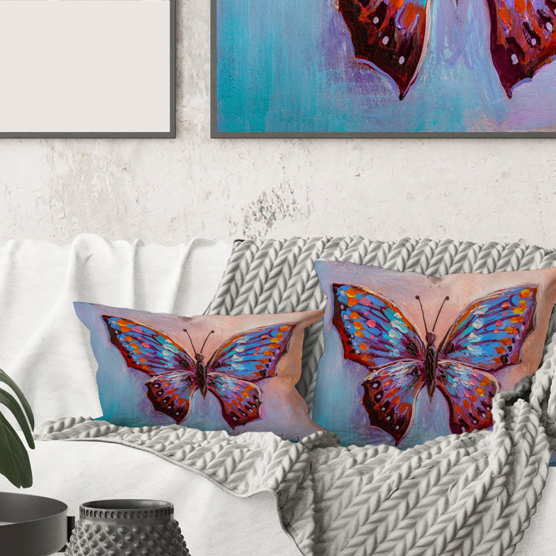 Housse et insert pour coussin carré Butterfly II, 18" x 18"