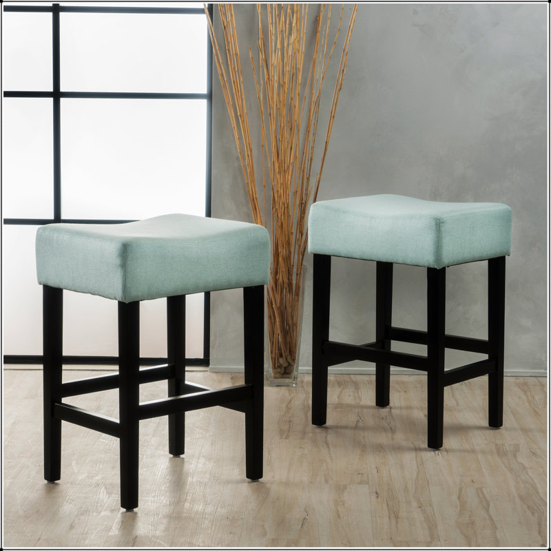 Ensemble de 2 tabourets de bar à hauteur de comptoir sans dossier 26,75 po, Bleu clair