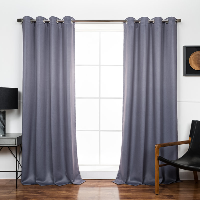 Paire de rideaux obscurcissant Jhoniel, L 52 po x L 96 po, Gris foncé