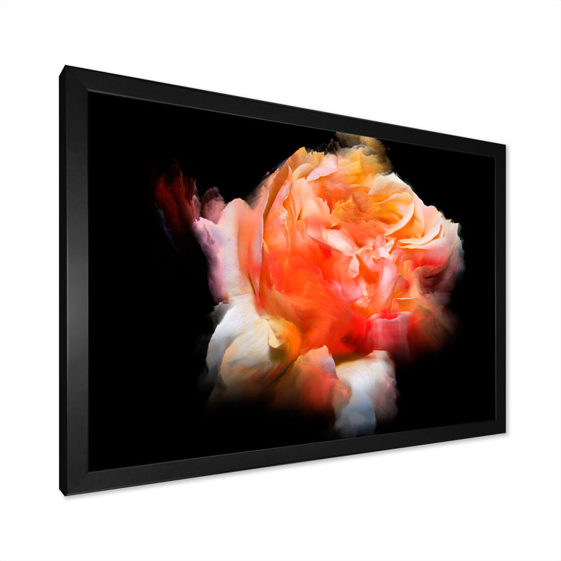 «Orange Dark Fractal Flower Ii», reproduction de cadre photo sur toile, Cadre photo noir, H 8 po x l 12 po x P 1 po