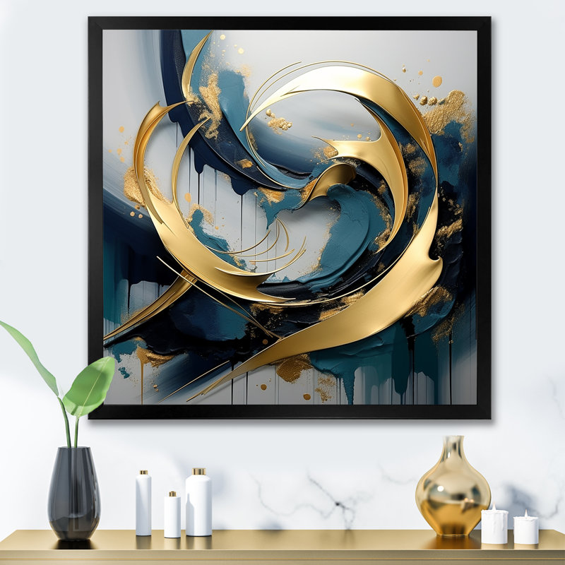 Reproduction d'art sur toile encadrée abstraite, Cadre simple noir, H 30 po x l 30 po x P 1,5 po