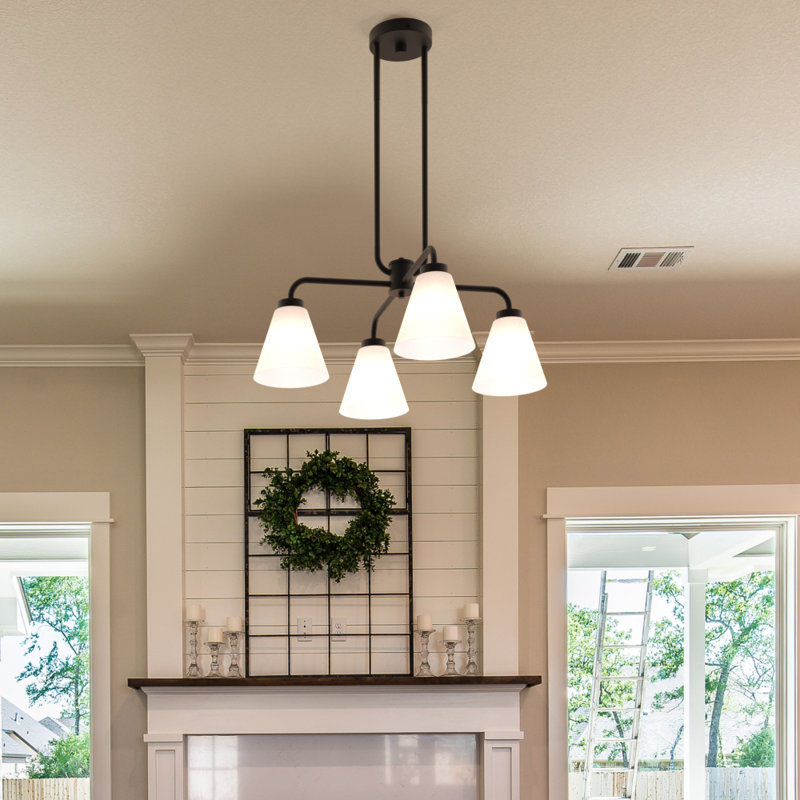Wynridge Plug & Play 4-Light Chandelier in Transitional and Modern Style-59.6 Inches Tall and 24 Inches Wide, Matte Black