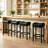 Faux Leather Bar Stool, Sturdy Iron Frame, Thick Upholstery, 250lbs Load Capacity, Counter Height No Backrest Set Of 2-1559943108