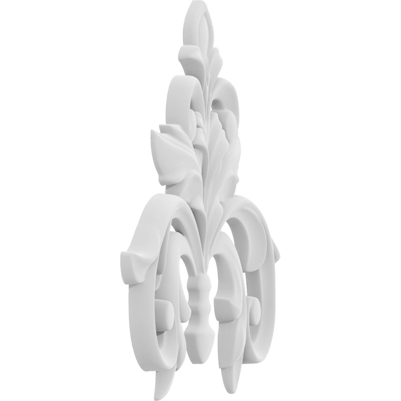 Elyria H W D Composite Rosette Applique, 8" H x 4" W x .63" D