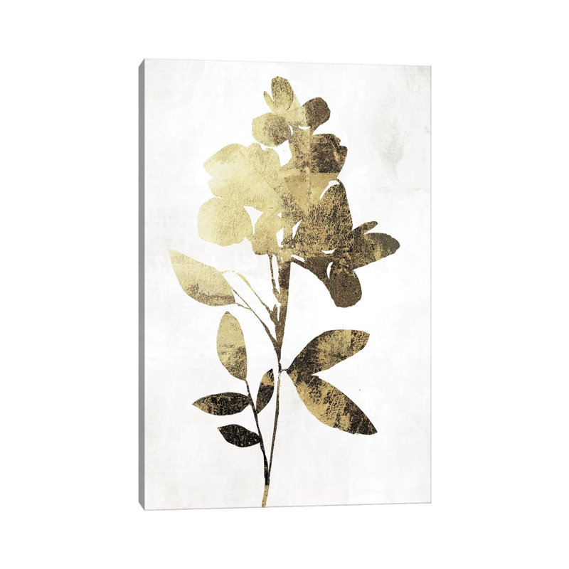 Gold Botanical I by Asia Jensen - Wrapped Canvas Painting, 30.48 cm H x 45.72 cm W