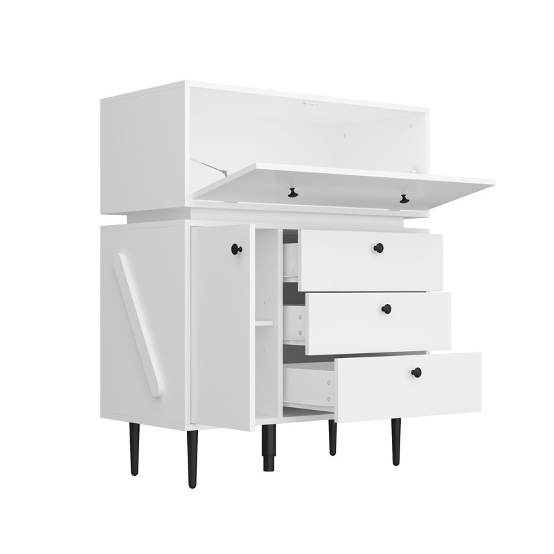 Garde-manger 3 tiroirs avec armoire et tablettes réglables Kanaiya