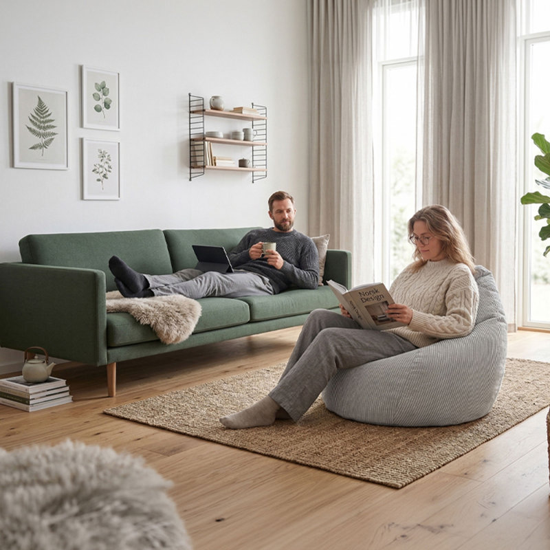 Shara Bean Bag, Gray Corduroy, Polystyrene Beans