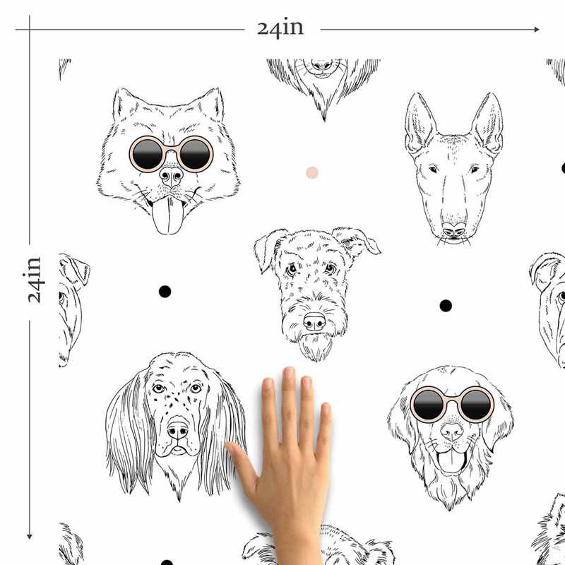 Panneau de papier peint adhésif pour chien, L 126 po x l 24 po