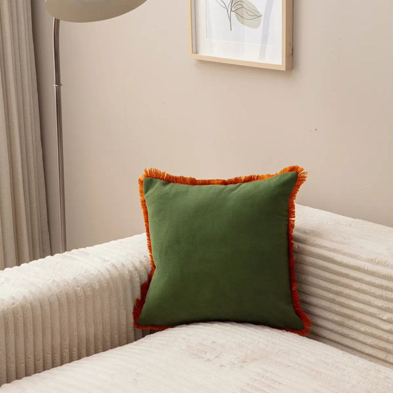 Brookmont Square Throw Cushion Cover, Green/Orange, 2 Piece Set
