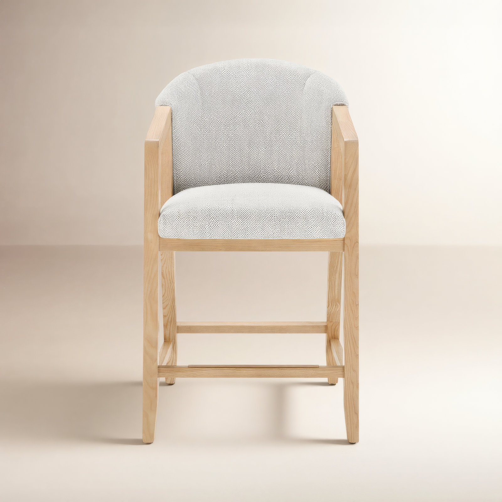 Dodson 26" Bar Stool, Prestige Ivory Basketweave Seat/ Ivory Frame