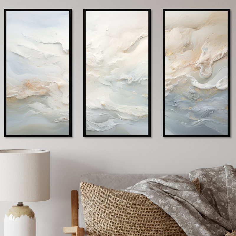 Ensemble de salon Clouds Charm liquide Art II - Clouds Wall Art, Cadre flottant noir, H 40 po x l 60 po x P 1 po
