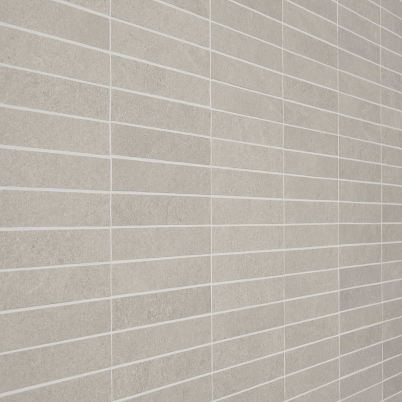 Era 1X6 Stacked Limestone Look Matte Porcelain Mosaic Tile, Linen White