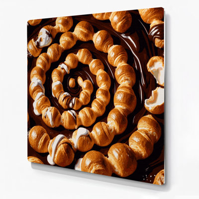 Desserts profiteroles, art mural en métal brun