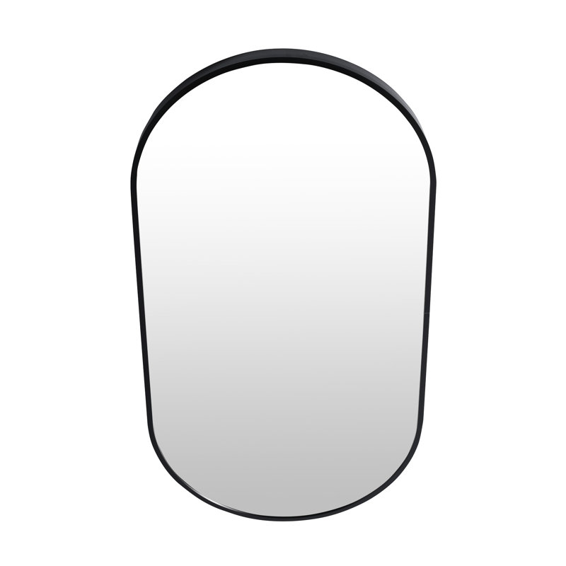 Miroir de salle de bain 18 x 35 pouces avec cadre en métal noir - image, pour différents espaces, reflet clair, construction robuste