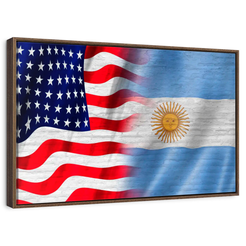États-Unis et l'Argentine Molesley, Cadre flottant en noyer, 43 po x 29 po